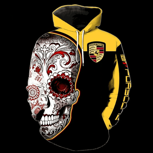 Pors Skull 3D Full Printing Set , Pors Racing Shirt , Zipper Polo, Hoodie , Short , Polo ,hawaii V2