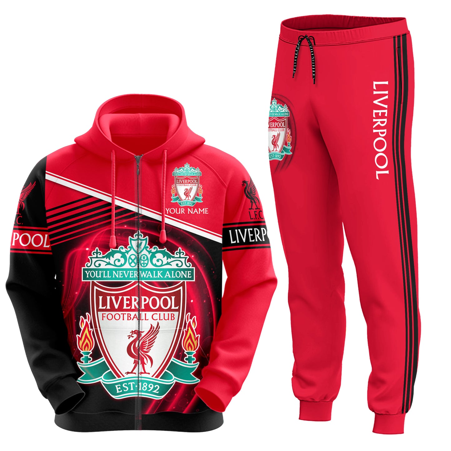 Personalized Liverpool Q16 3D All over Printed Hoodie and Sweatpants set