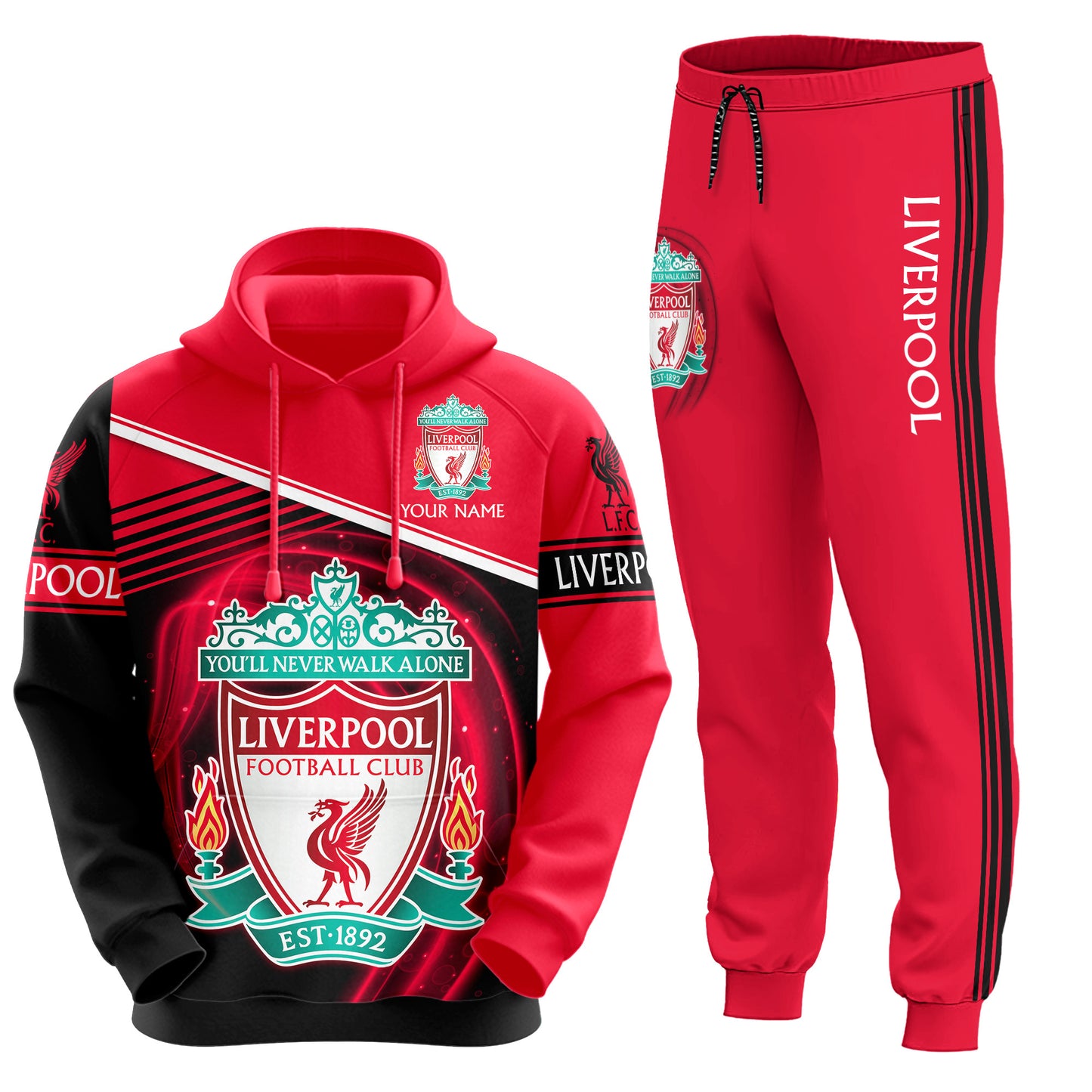 Personalized Liverpool Q16 3D All over Printed Hoodie and Sweatpants set