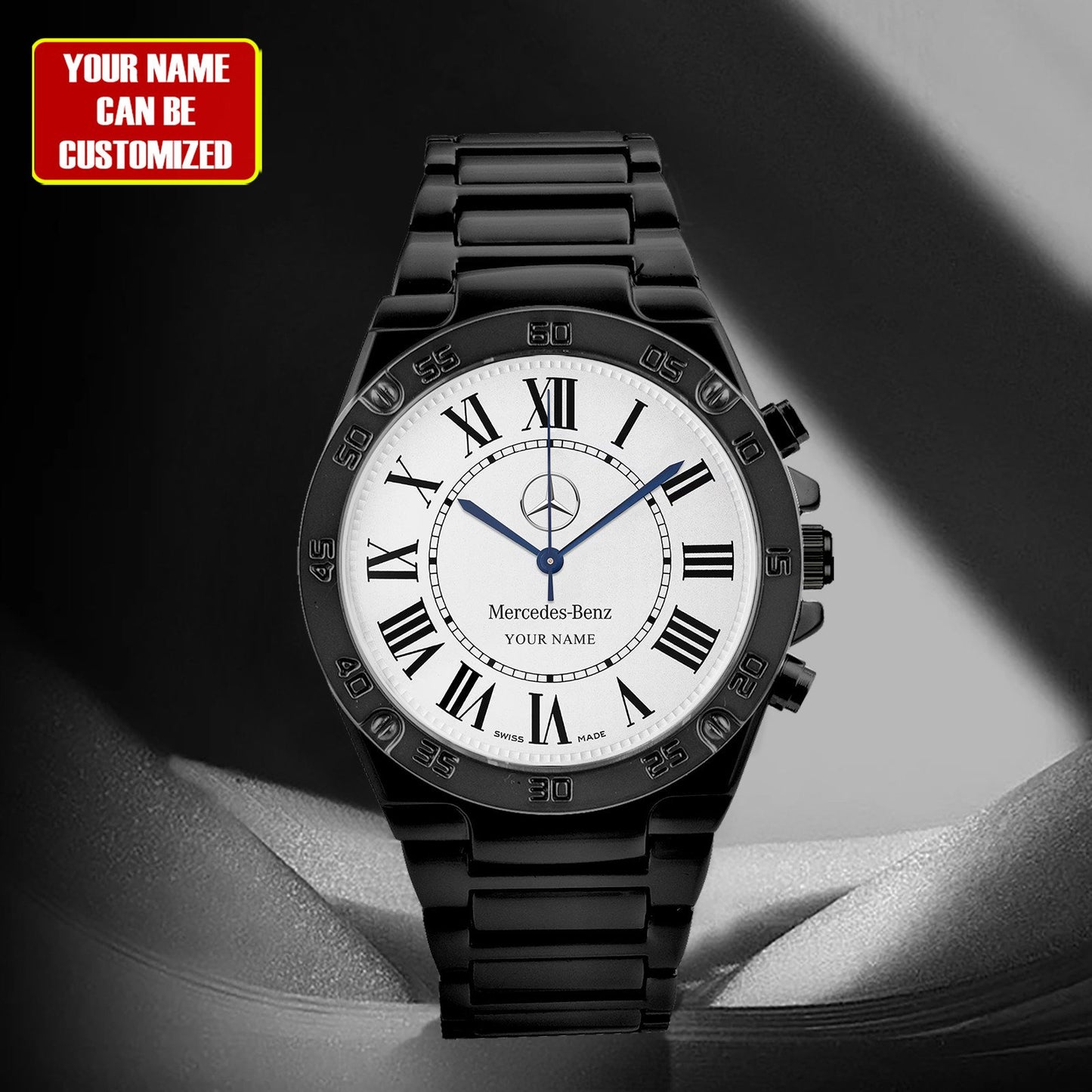 Personalized Merc Cartier Dial Steel Watch
