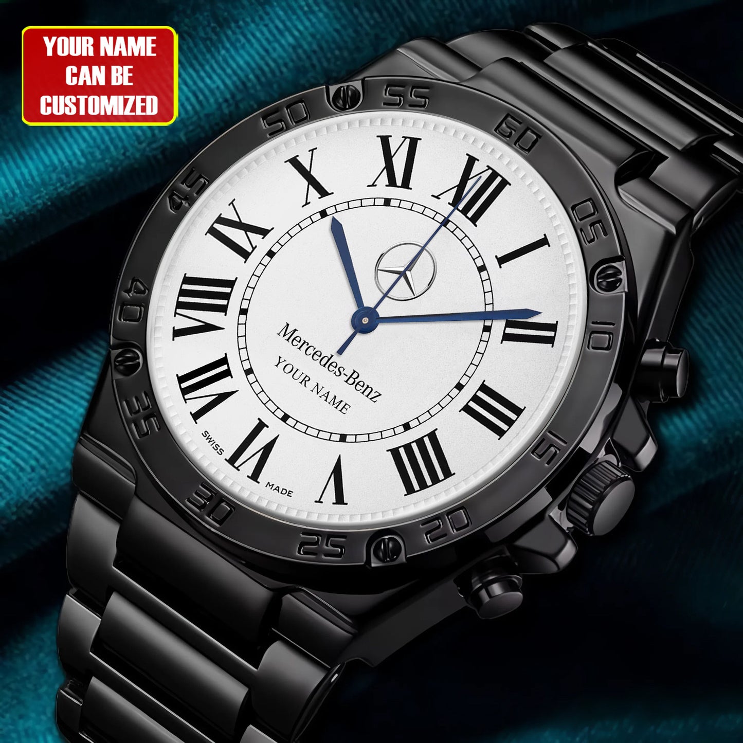 Personalized Merc Cartier Dial Steel Watch
