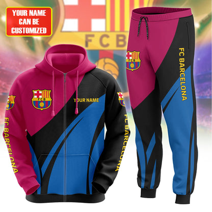 Personalized Barça Q18 3D All over Printed Hoodie and Sweatpants set