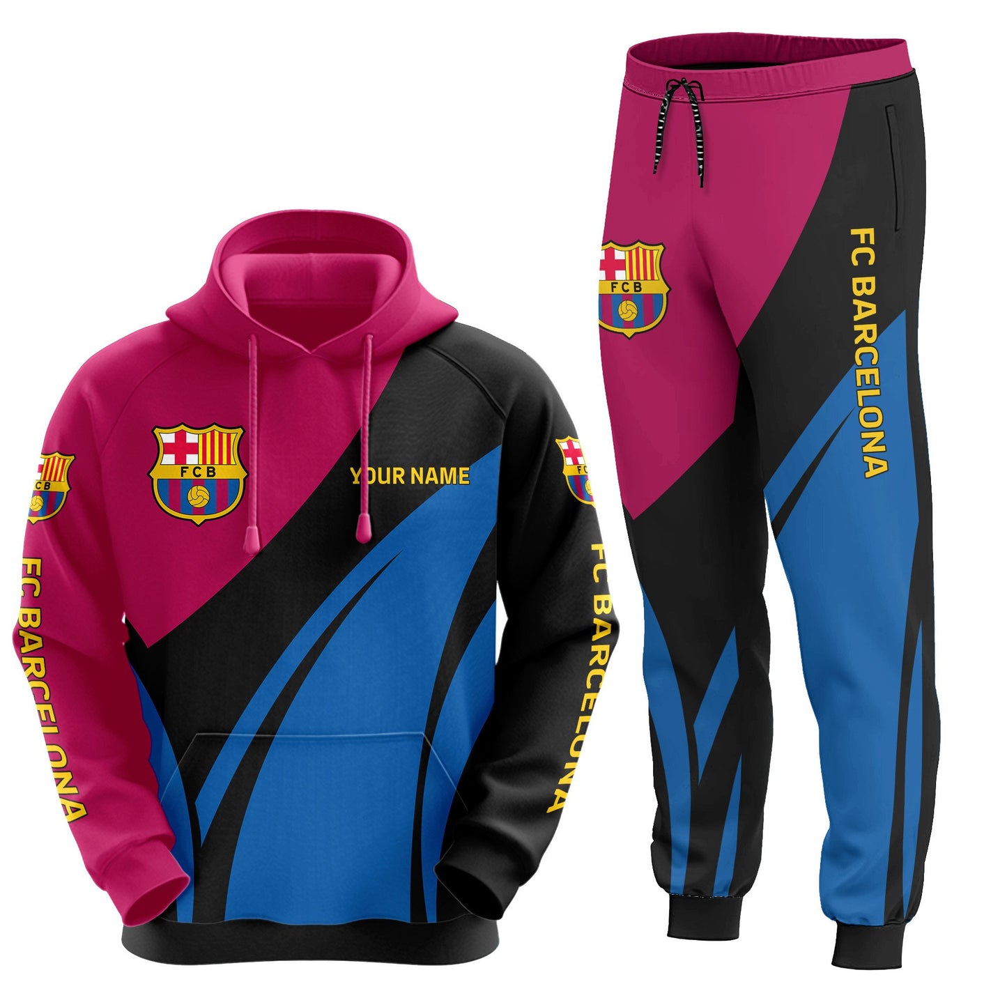 Personalized Barça Q18 3D All over Printed Hoodie and Sweatpants set