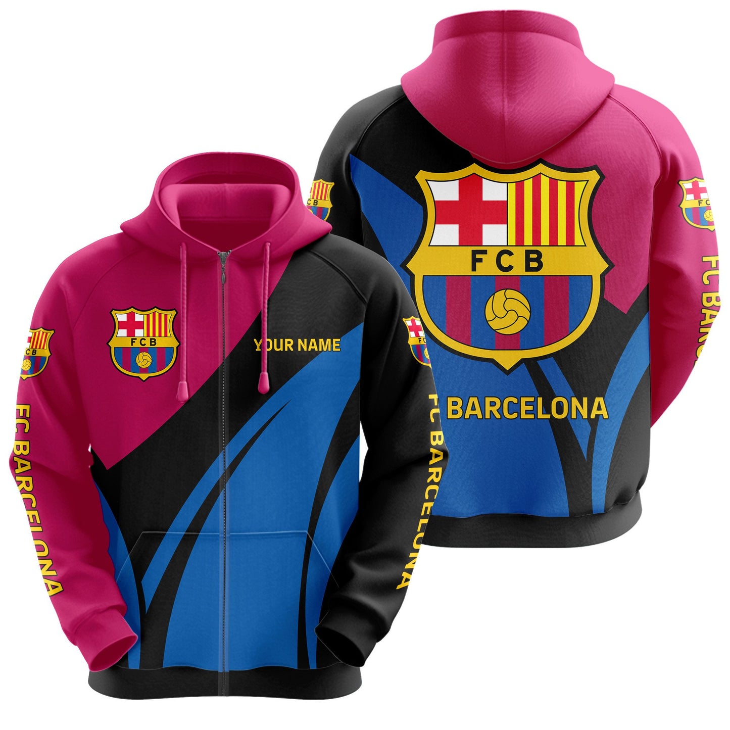 Personalized Barça Q18 3D All over Printed Hoodie and Sweatpants set