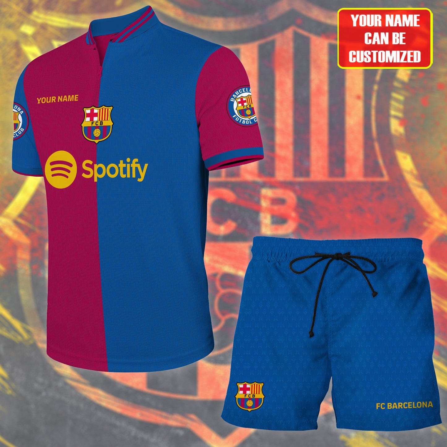Personalized Barcelona FC Uniform Shirt Beach Short Q081101