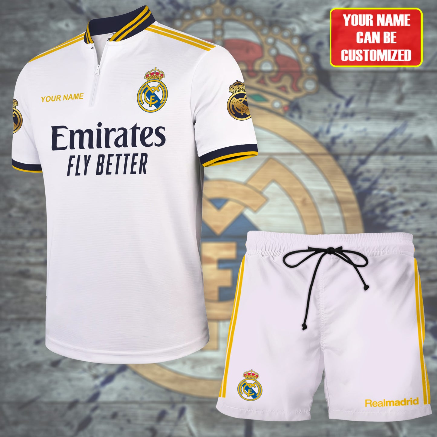 Personalized Real Madrid Uniform Shirt Beach Short Q071102