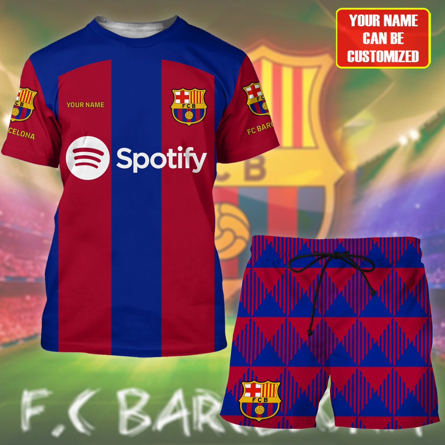 Personalized Barcelona Training Kit Shirt Beach Short