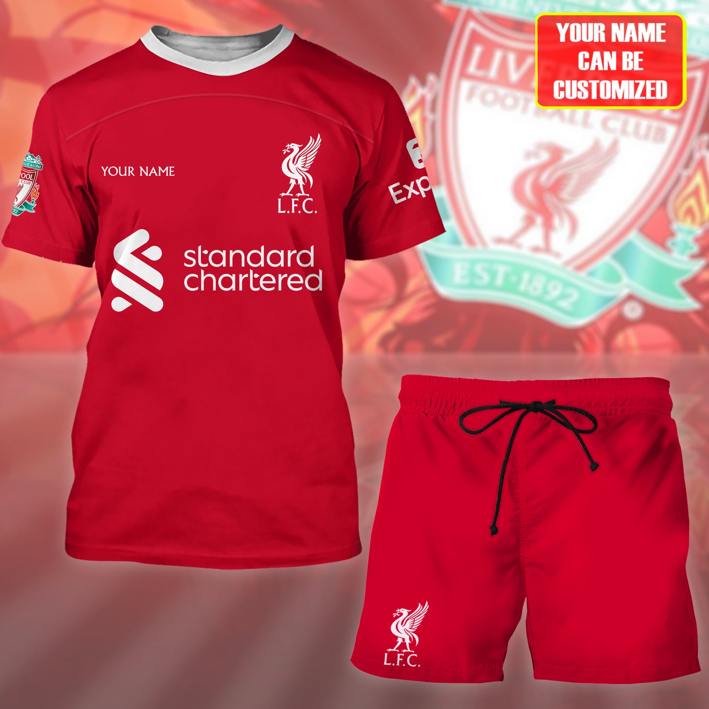 Personalized Liverpool Training Kit Shirt Beach Short