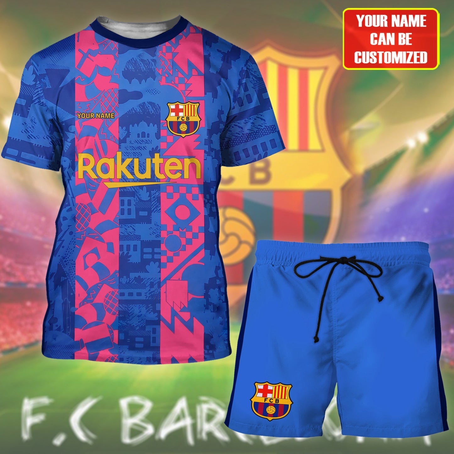 Personalized Barcelona Training Kit Shirt Beach Short V2