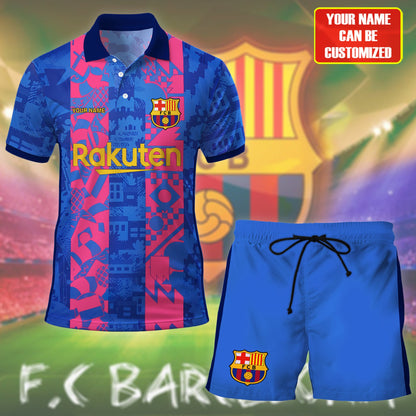 Personalized Barcelona Training Kit Shirt Beach Short V2