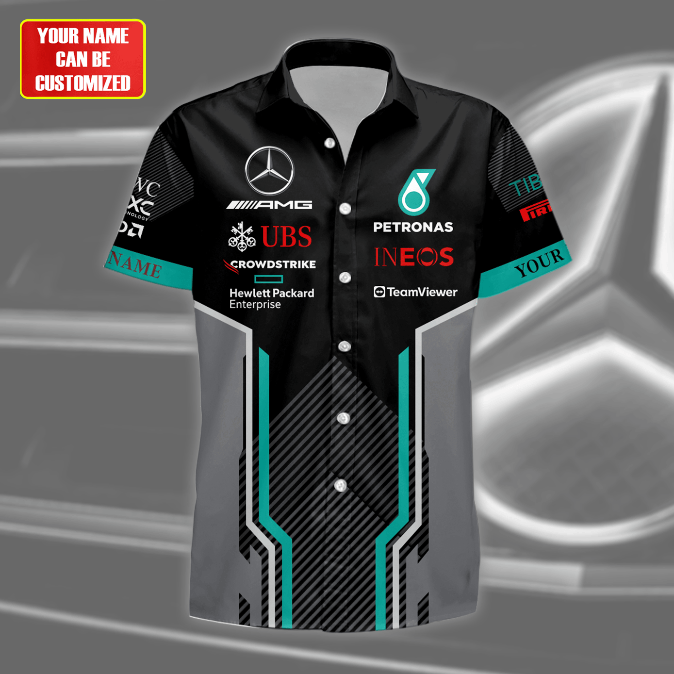 Personalized Merc AMG Petronas Tropical Hawaii Shirt Beach Short V2