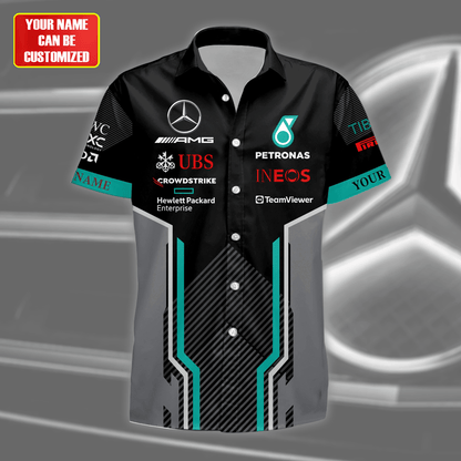 Personalized Merc AMG Petronas Tropical Hawaii Shirt Beach Short V2