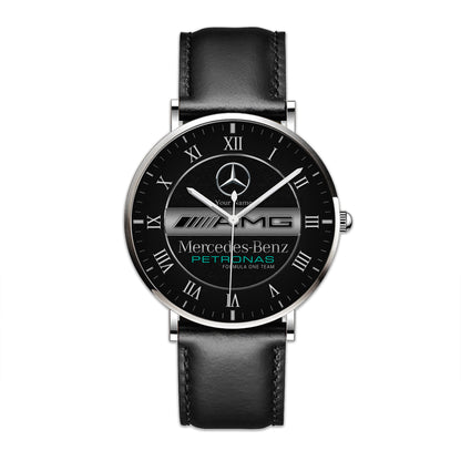 Personalized Merc AMG Petronas Quartz Leather Watch Q170304