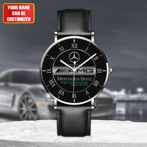 Personalized Merc AMG Petronas Quartz Leather Watch Q170304