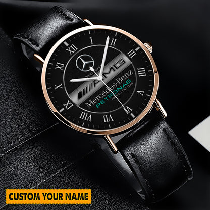 Personalized Merc AMG Petronas Quartz Leather Watch Q170304