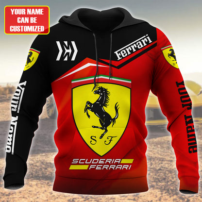Personalized SF F1 Racing 3D Full Printing Set , SF Racing Shirt , Zipper Polo, Hoodie , Short , Polo ,hawaii