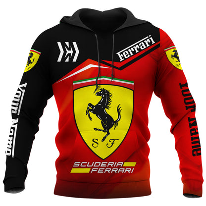 Personalized SF F1 Racing 3D Full Printing Set , SF Racing Shirt , Zipper Polo, Hoodie , Short , Polo ,hawaii