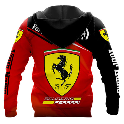 Personalized SF F1 Racing 3D Full Printing Set , SF Racing Shirt , Zipper Polo, Hoodie , Short , Polo ,hawaii