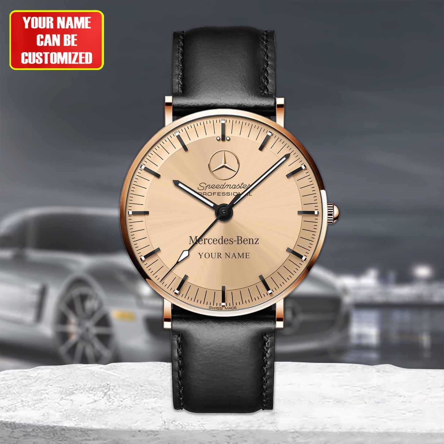 Personalized Merc Speedmaster Quartz Leather Watch