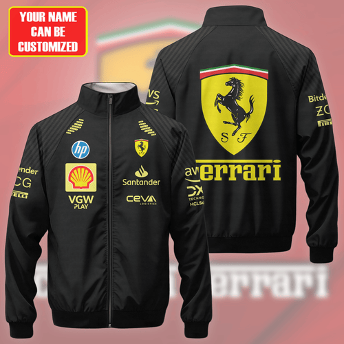 Personalized SF Racing Italian F1 Zipper Stand Collar Jacket 3D