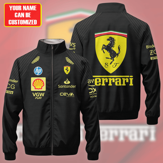 Personalized SF Racing Italian F1 Zipper Stand Collar Jacket 3D