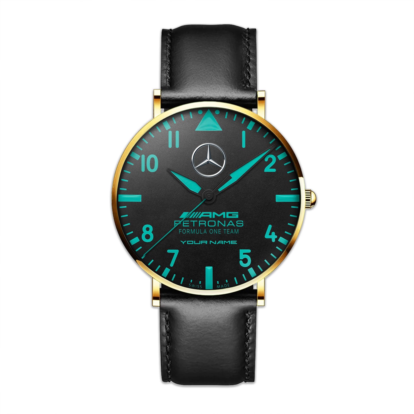 Personalized Merc AMG Petronas Quartz Leather Watch V2