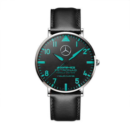 Personalized Merc AMG Petronas Quartz Leather Watch V2