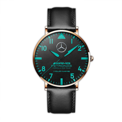 Personalized Merc AMG Petronas Quartz Leather Watch V2