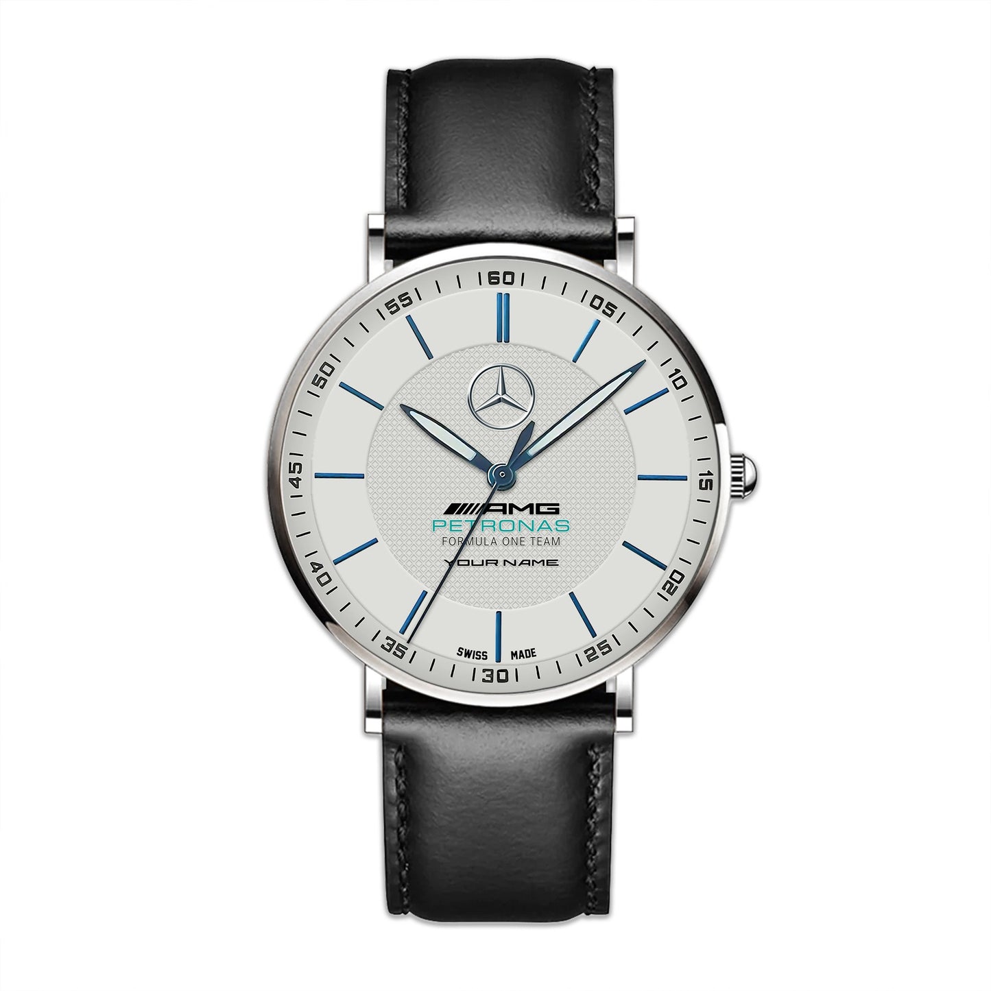 Personalized Merc AMG Petronas Sapphire Quartz Leather Watch