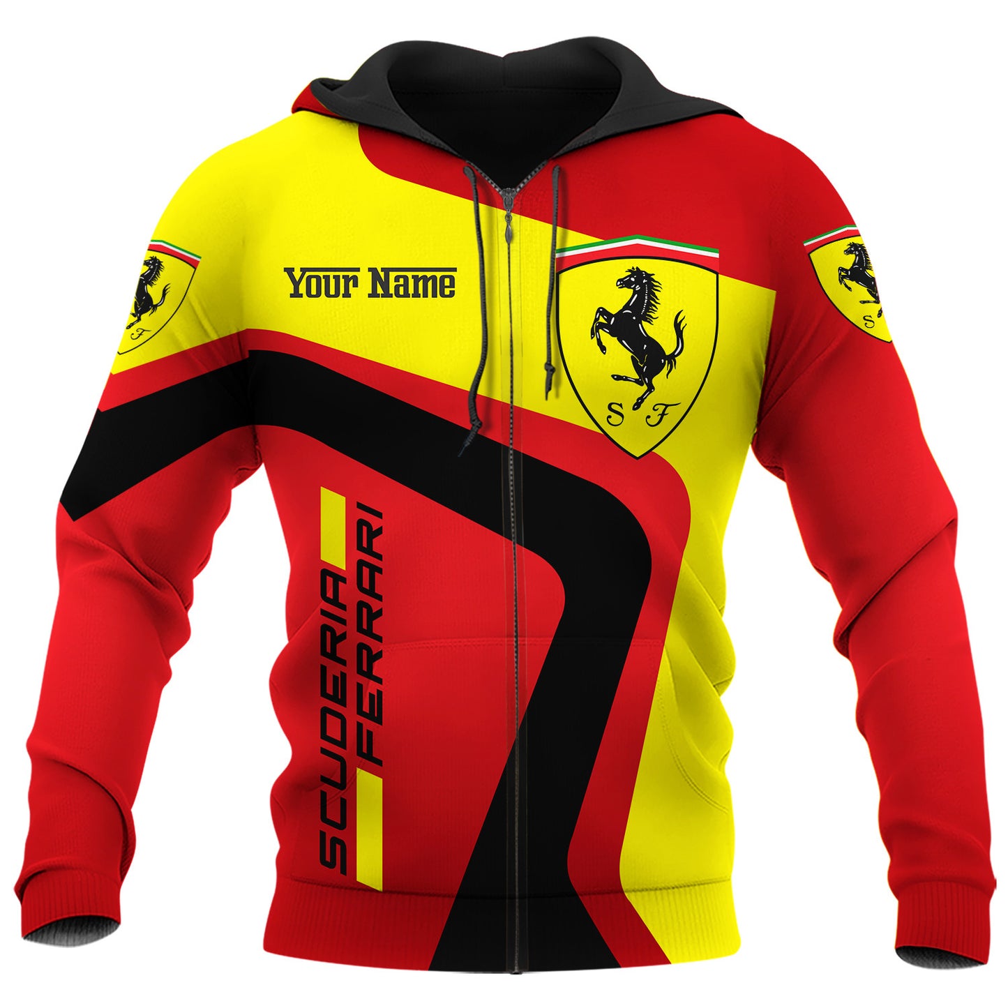 Personalized SF F1 Racing 3D Full Printing Set , SF Racing Shirt , Zipper Polo, Hoodie , Short , Polo ,hawaii