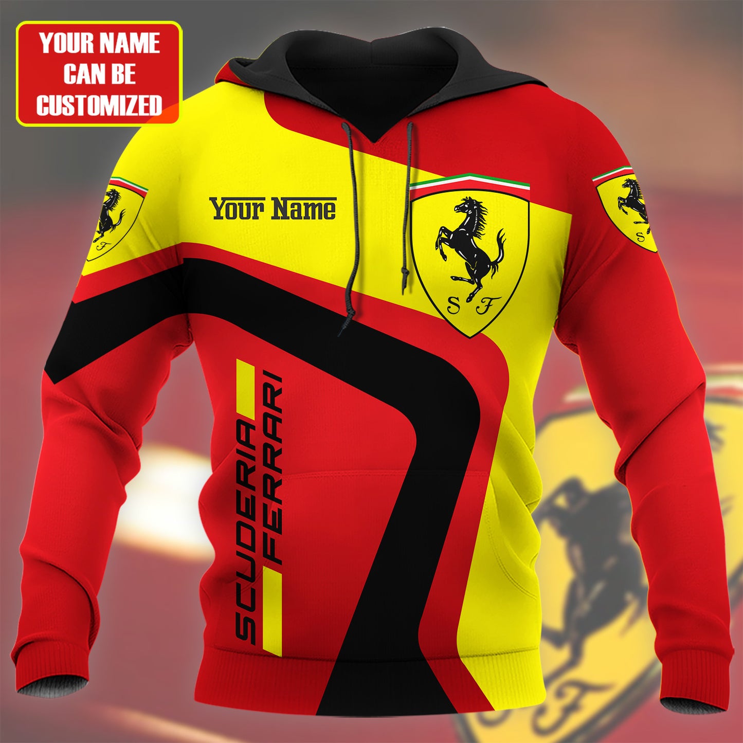 Personalized SF F1 Racing 3D Full Printing Set , SF Racing Shirt , Zipper Polo, Hoodie , Short , Polo ,hawaii