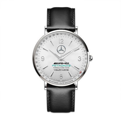 Personalized Merc AMG Petronas Jaeger Quartz Leather Watch