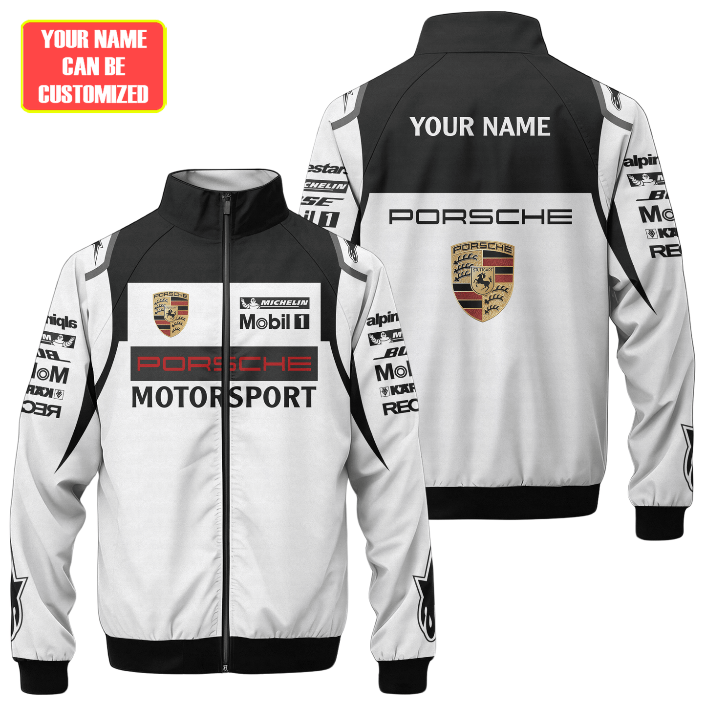 Personalized Pors Motorsport Zipper Stand Collar Jacket 3D