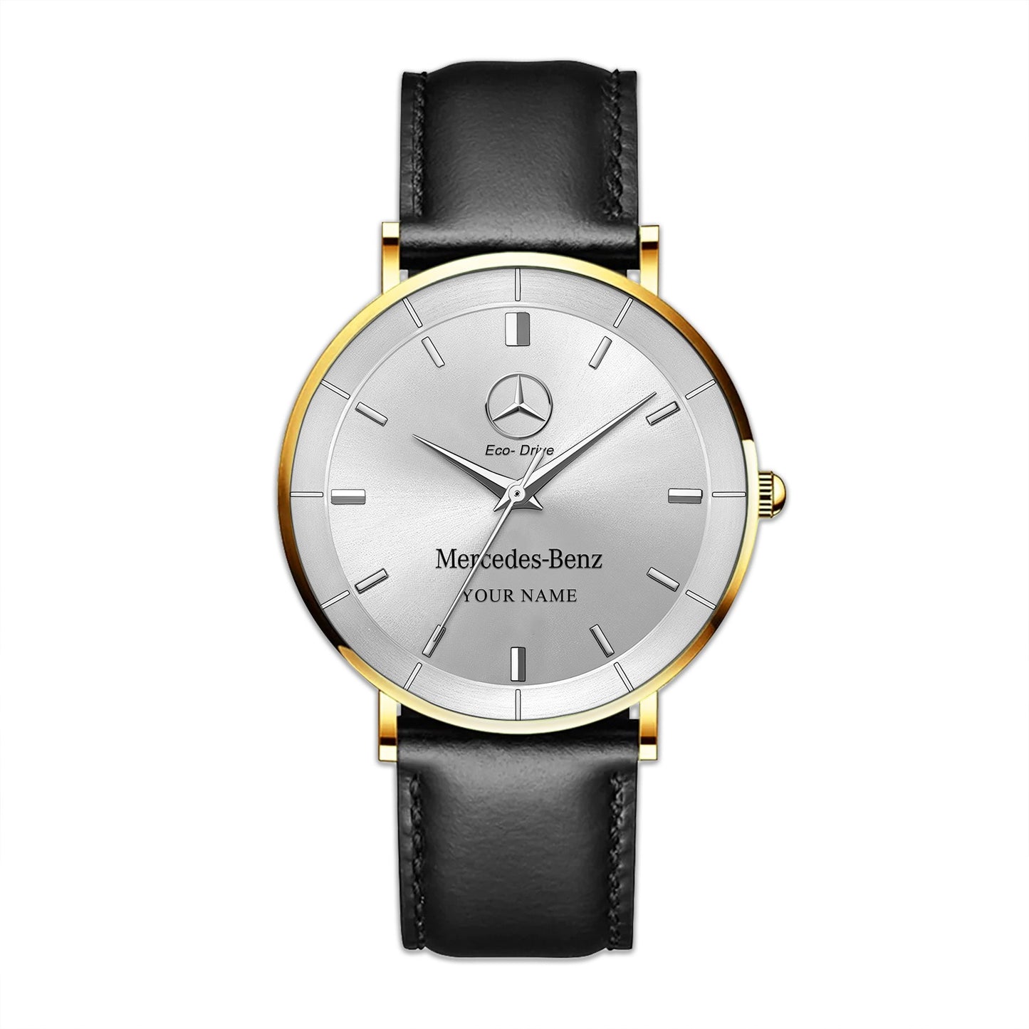Personalized Merc Eco Drive Quartz Leather Watch
