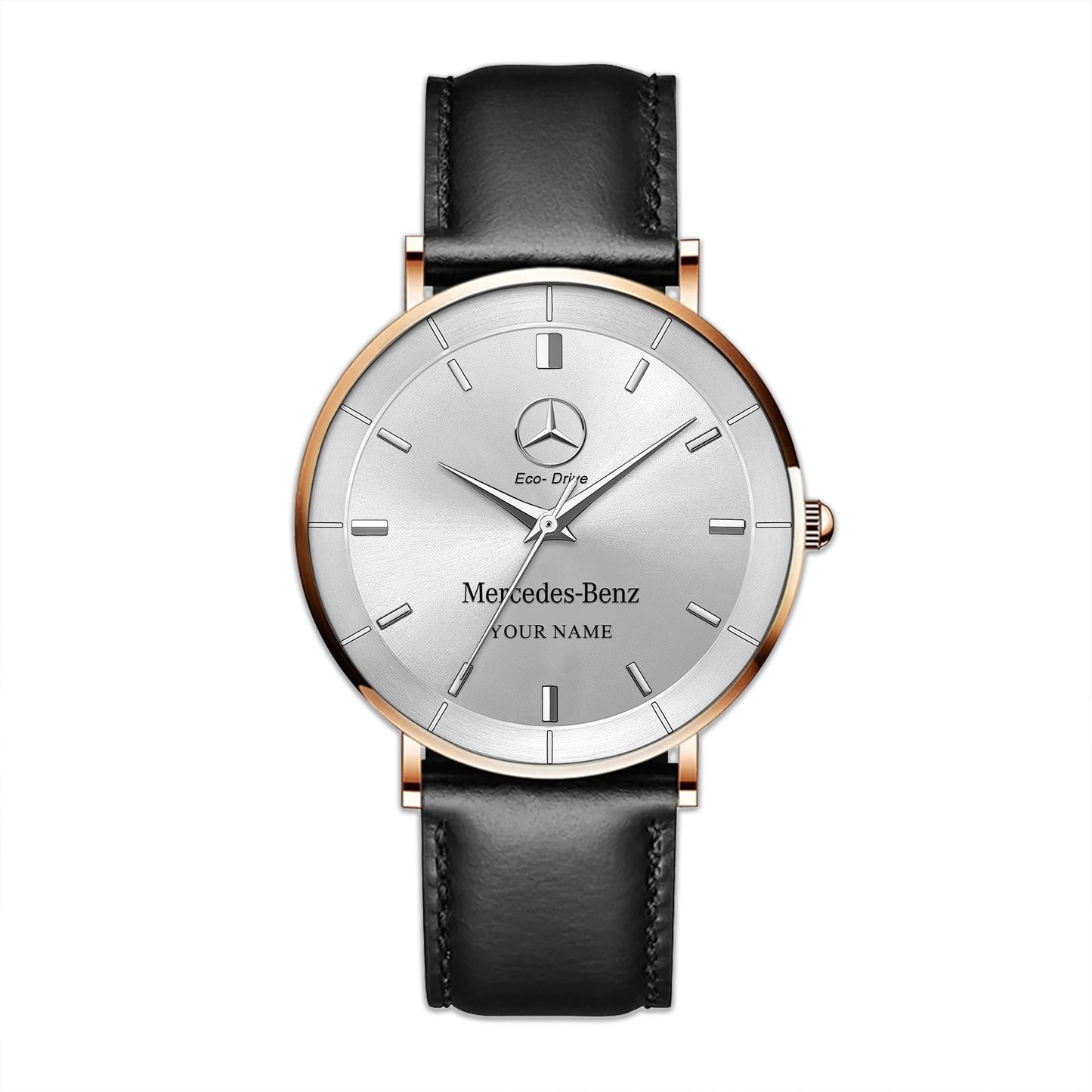 Personalized Merc Eco Drive Quartz Leather Watch