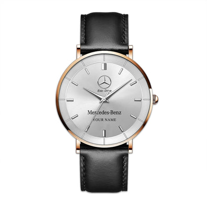 Personalized Merc Eco Drive Quartz Leather Watch