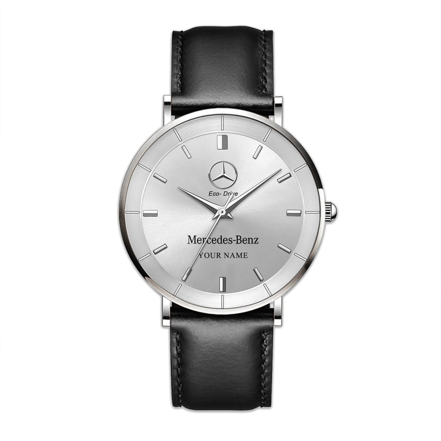 Personalized Merc Eco Drive Quartz Leather Watch