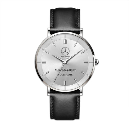 Personalized Merc Eco Drive Quartz Leather Watch