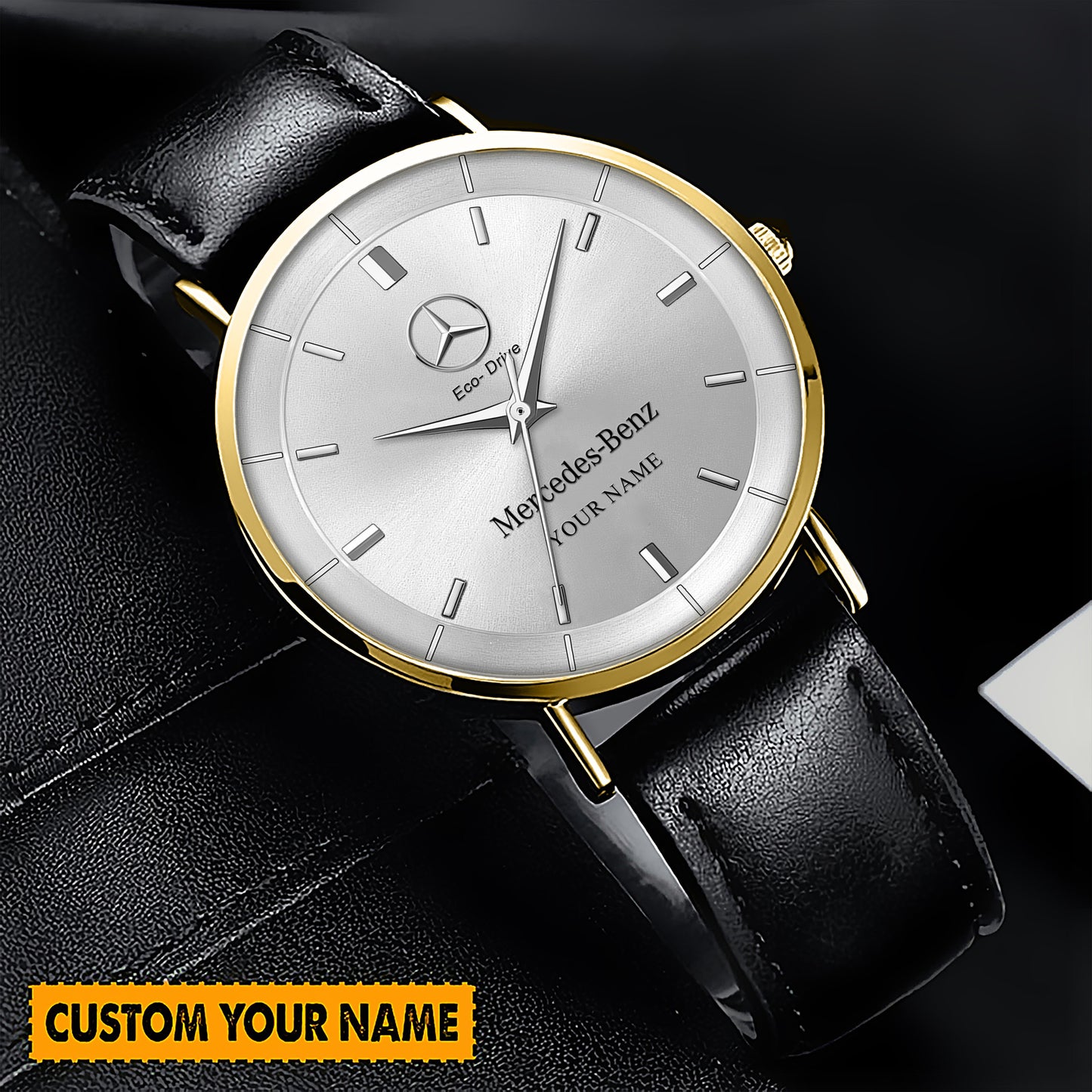 Personalized Merc Eco Drive Quartz Leather Watch