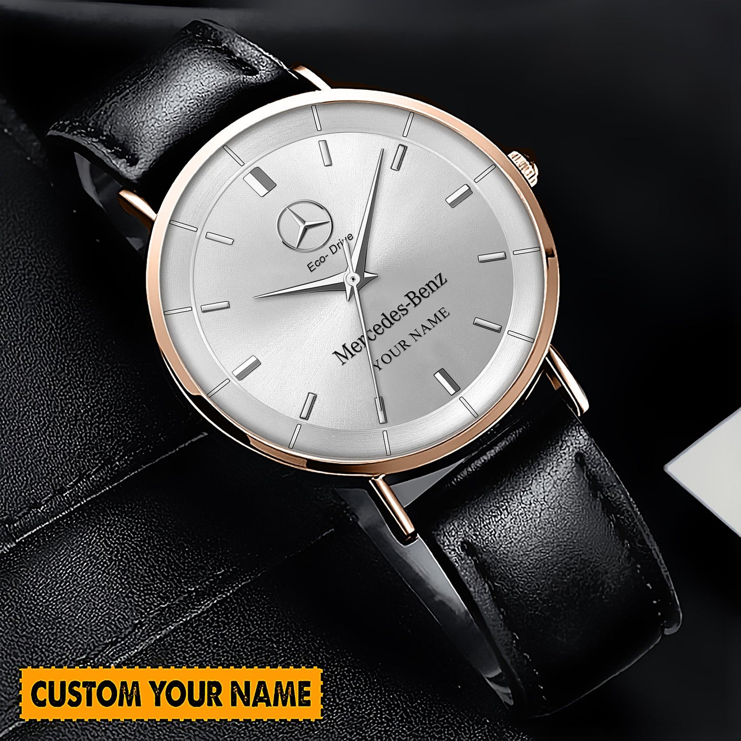 Personalized Merc Eco Drive Quartz Leather Watch