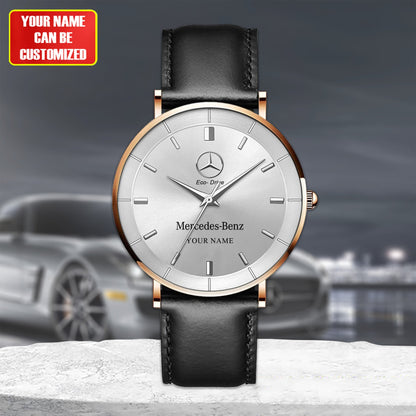 Personalized Merc Eco Drive Quartz Leather Watch