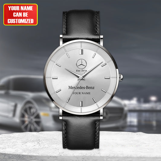 Personalized Merc Eco Drive Quartz Leather Watch