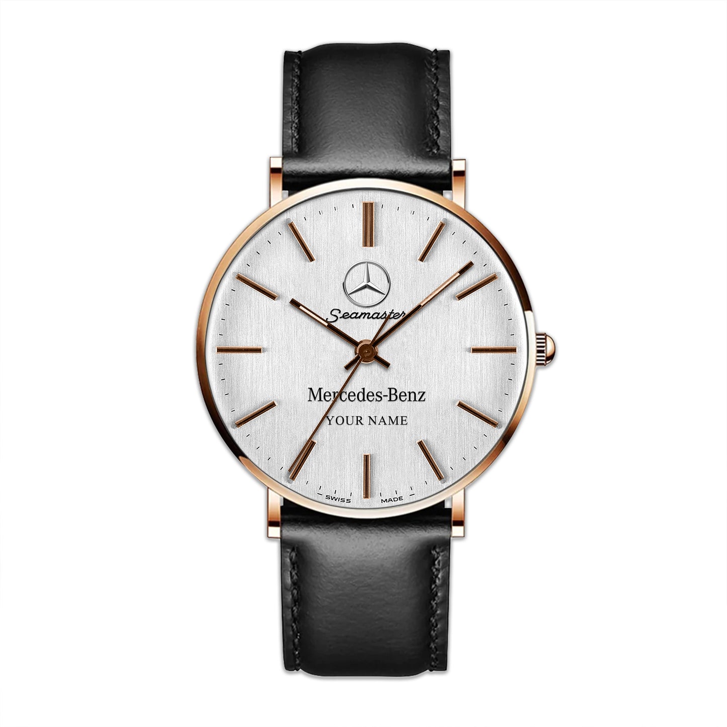 Personalized Merc Seamaster Quartz Leather Watch