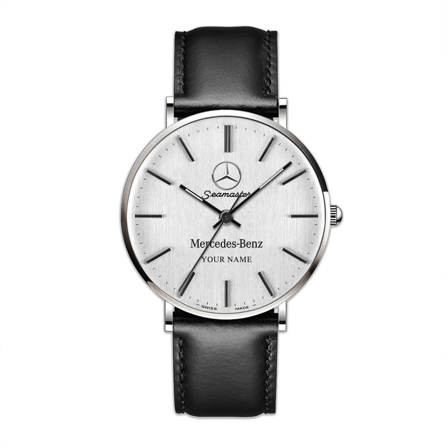 Personalized Merc Seamaster Quartz Leather Watch