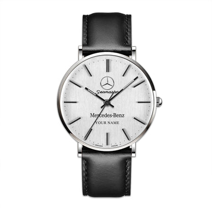 Personalized Merc Seamaster Quartz Leather Watch