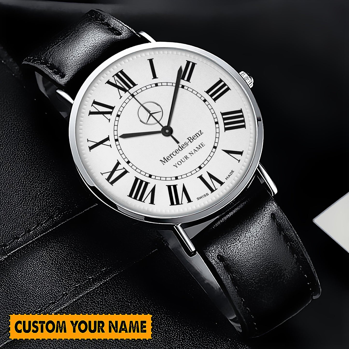 Personalized Merc Ronde Quartz Leather Watch