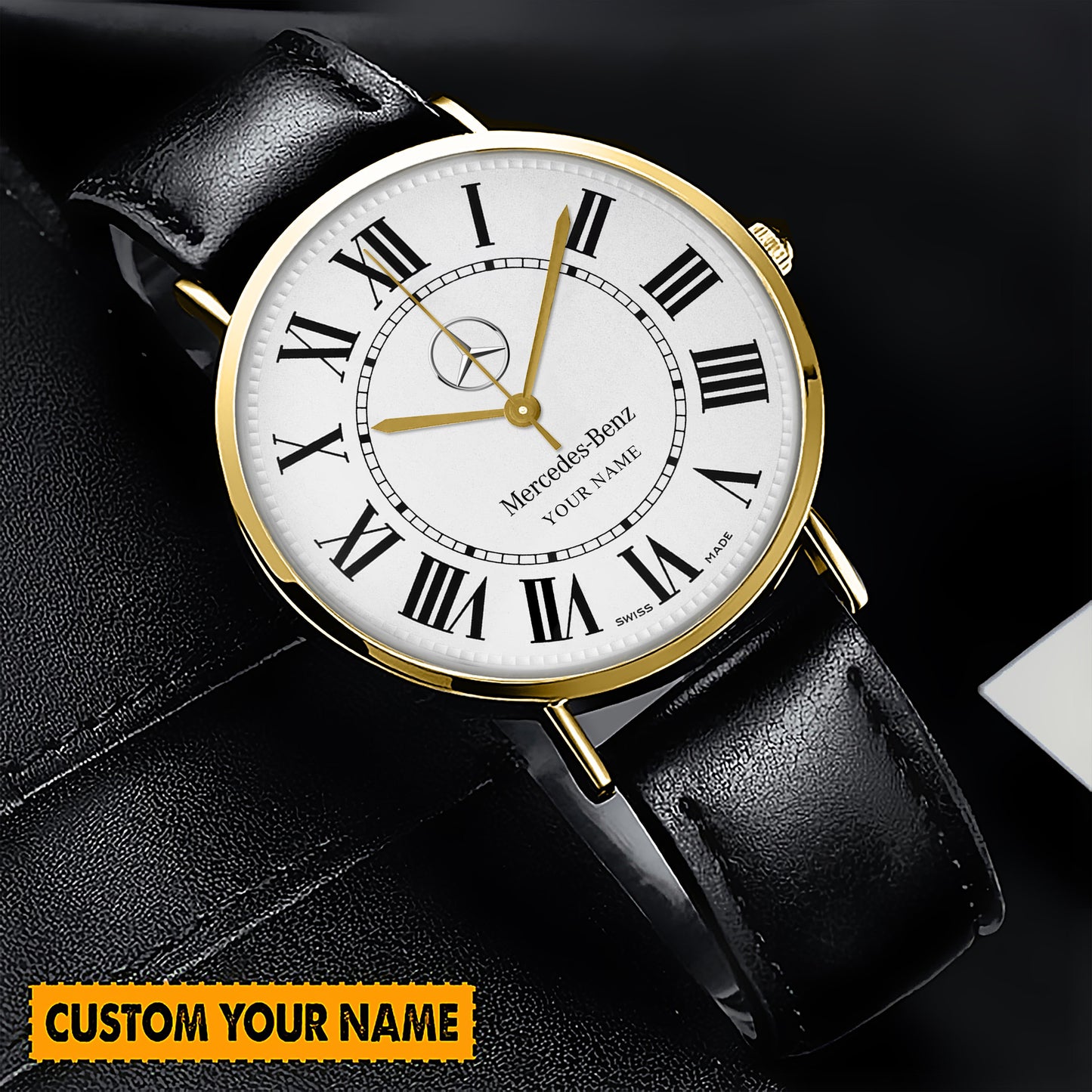 Personalized Merc Ronde Quartz Leather Watch