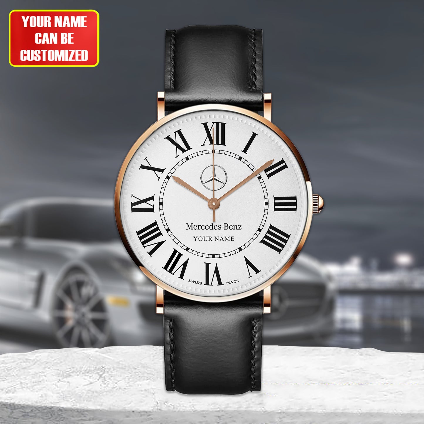 Personalized Merc Ronde Quartz Leather Watch