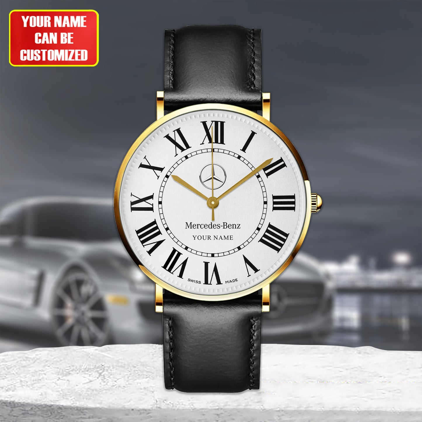 Personalized Merc Ronde Quartz Leather Watch