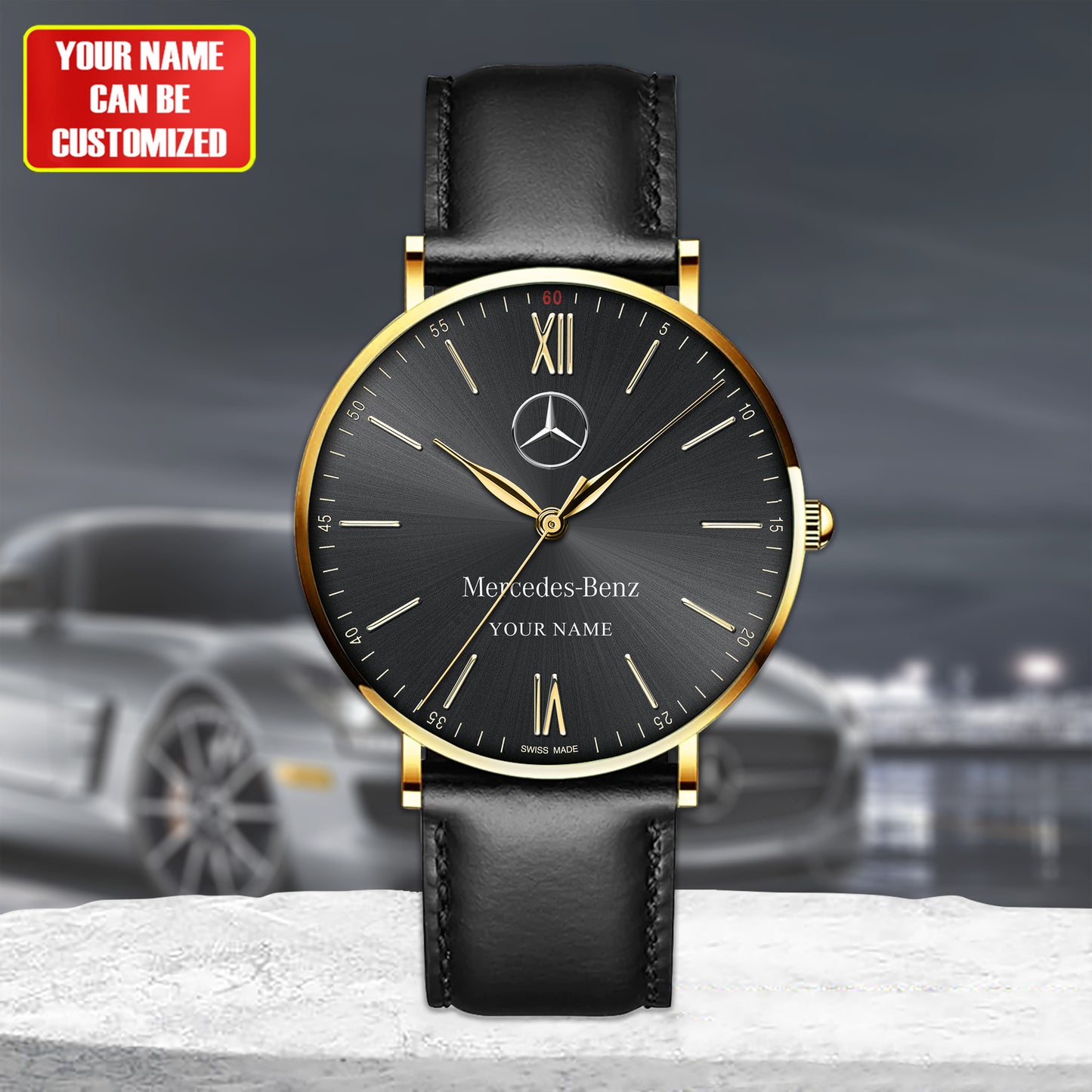 Personalized Merc Portofino Quartz Leather Watch Q250308